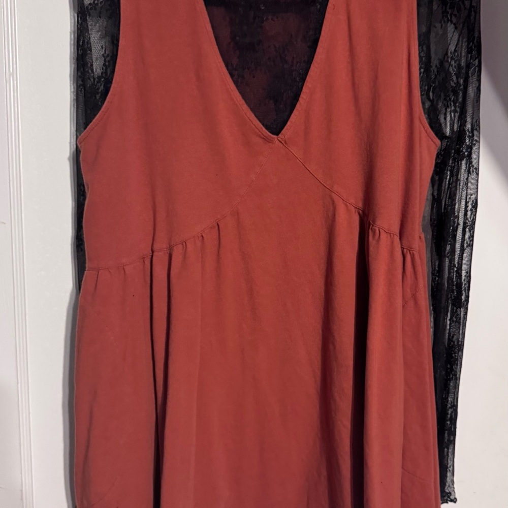 Women's Rust Babydoll Dress w/lace undershirt
